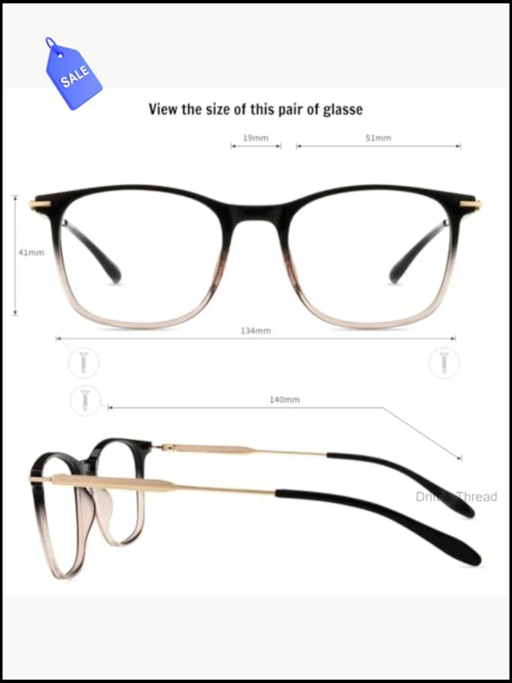 Blue Light Blocking Square Frame Glasses for Men Women Reading 0.0-3.0 TR90